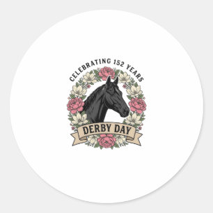 Pegatina Redonda Diseño Gráfico de Caballo de Fuego de Grabado Anti