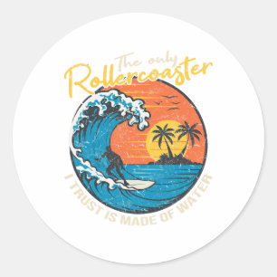 Pegatina Redonda Diseño gráfico de surf de olas grandes para hombre