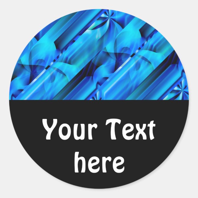 Pegatina Redonda Diseño gráfico impecable - negro azul I (Anverso)
