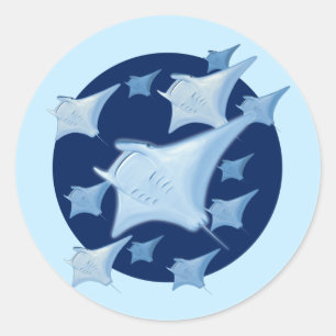 Pegatina Redonda Diseño Gráfico Manta Ray Lover