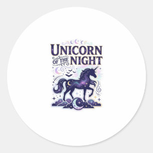 Pegatina Redonda Diseño Gráfico Unicornio de la Noche Zazzle Design