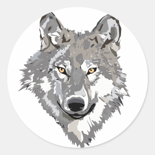 Pegatina Redonda Diseño Gray Wolf (Anverso)