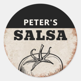 Pegatina Redonda Diseño grunge de salsa de tomate casera moderna