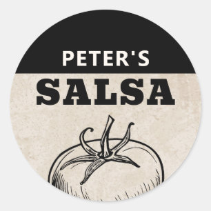 Pegatina Redonda Diseño grunge de salsa de tomate casera moderna