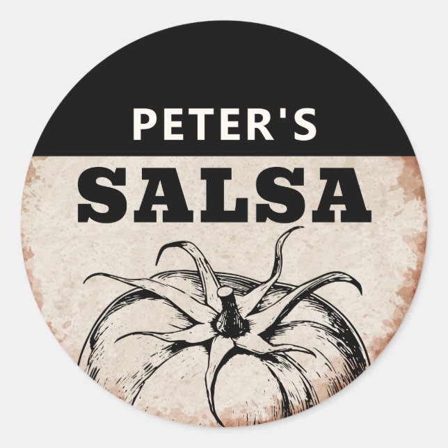 Pegatina Redonda Diseño grunge de salsa de tomate casera moderna (Anverso)