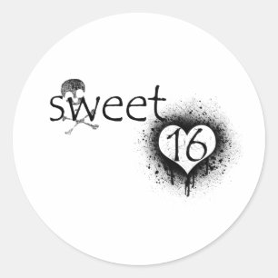 Pegatina Redonda Diseño Grunge "Sweet 16"