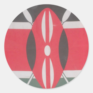 Pegatina Redonda Diseño Harambe Bandera Vintage de Kenia