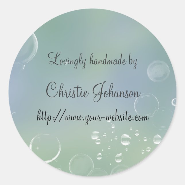 Pegatina Redonda Diseño hecho a mano por - burbujas (Anverso)