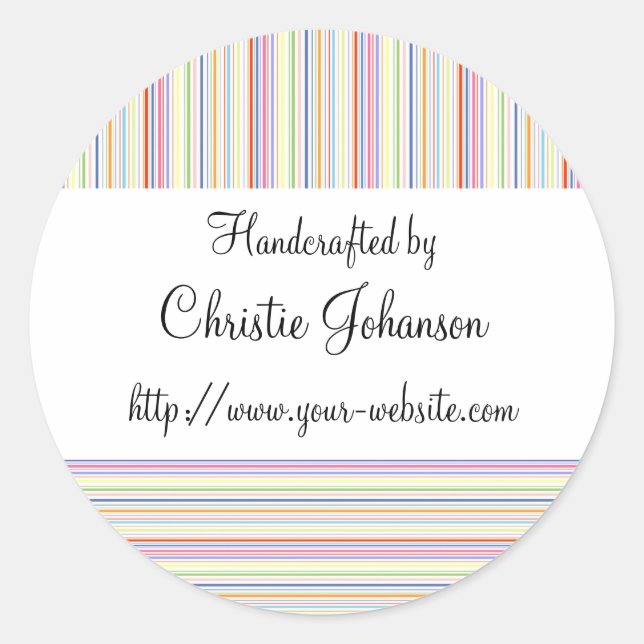 Pegatina Redonda Diseño hecho a mano por - rayas (Anverso)