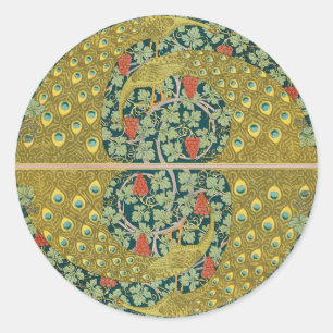 Pegatina Redonda Diseño intrincado de estilo Art Nouveau pavo