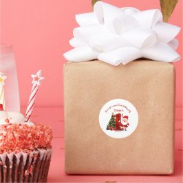 Pegatina Redonda Diseño mágico de cumpleaños de Santa para niños
