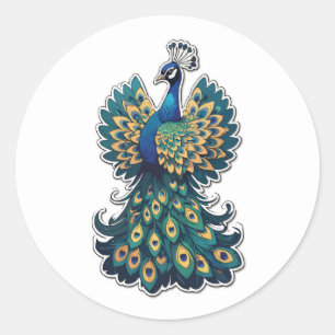 Pegatina Redonda Diseño majestuoso de pavo real - Un símbolo de bel