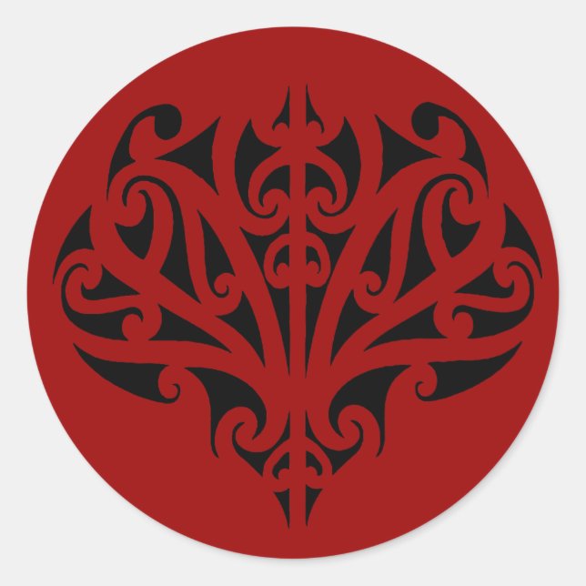 Pegatina Redonda Diseño maorí (Anverso)