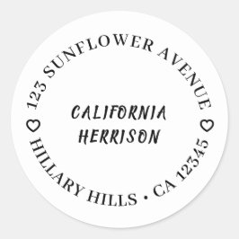 Pegatina Redonda Diseño minimalista de guión de corazón moderno