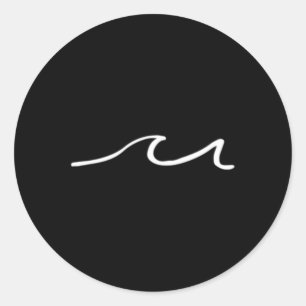 Pegatina Redonda Diseño minimalista de ola del océano Amante del oc