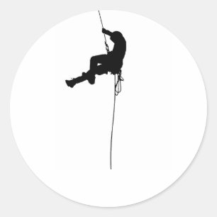Pegatina Redonda Diseño minimalista de silueta de escalada en roca