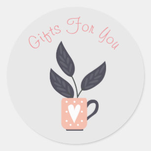 Pegatina Redonda Diseño moderno de arte vegetal Marca comercial Gif