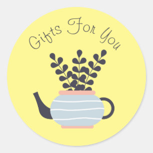 Pegatina Redonda Diseño moderno de arte vegetal Marca comercial Gif