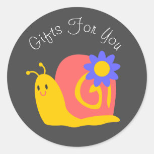 Pegatina Redonda Diseño moderno de caracoles Marca comercial de re