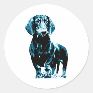 Pegatina Redonda Diseño moderno de dachshund