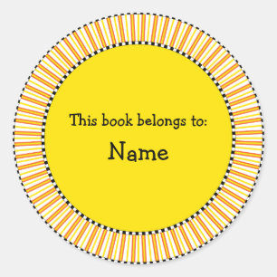 Pegatina Redonda Diseño moderno de placas de biblioteca