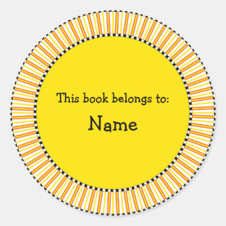 Pegatina Redonda Diseño moderno de placas de biblioteca