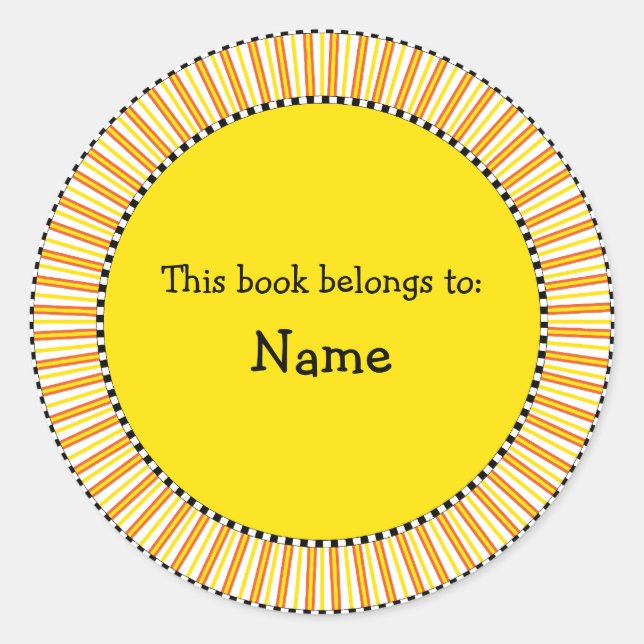 Pegatina Redonda Diseño moderno de placas de biblioteca (Anverso)