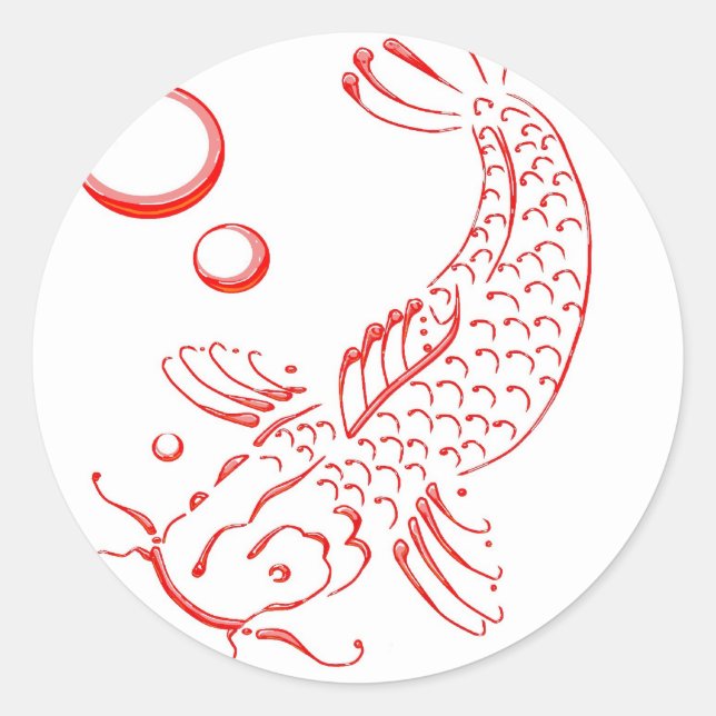 Pegatina Redonda Diseño moderno de Red Koi (Anverso)