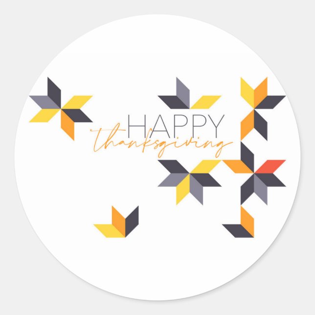 Pegatina Redonda Diseño moderno y alegre de Happy Thanksending (Anverso)