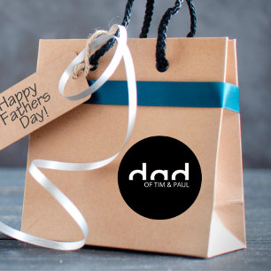 Pegatina Redonda Diseño moderno y simple de papá con nombres de niñ