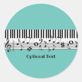 Pegatina Redonda Diseño musical de piano