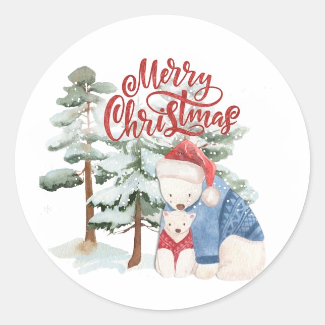 Pegatina Redonda Diseño Navideño Adorable (Anverso)