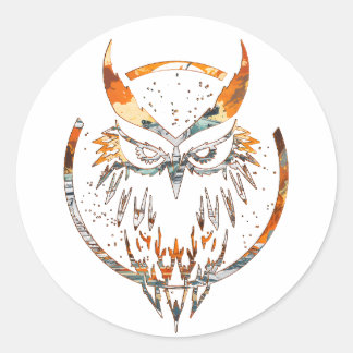 Pegatina Redonda Diseño Noctural de Búho de Depósito de Venganza