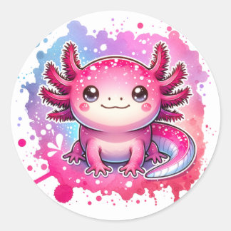 Pegatina Redonda Diseño nuevo de Cute Pastel Axolotl