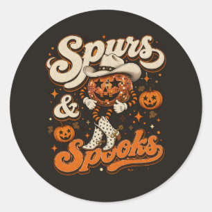Pegatina Redonda Diseño occidental de Halloween Spurs & Spooks