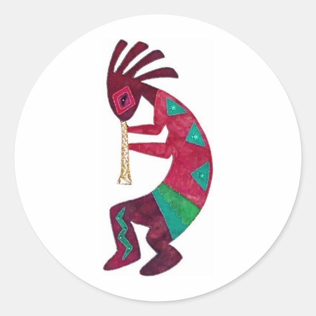 Pegatina Redonda ¡Diseño original de Kokopelli! (Anverso)