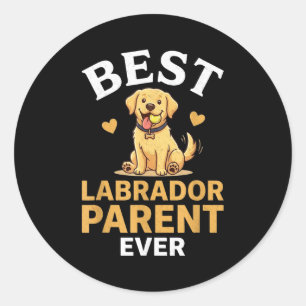 Pegatina Redonda Diseño para padres de labrador amarillo retro lind