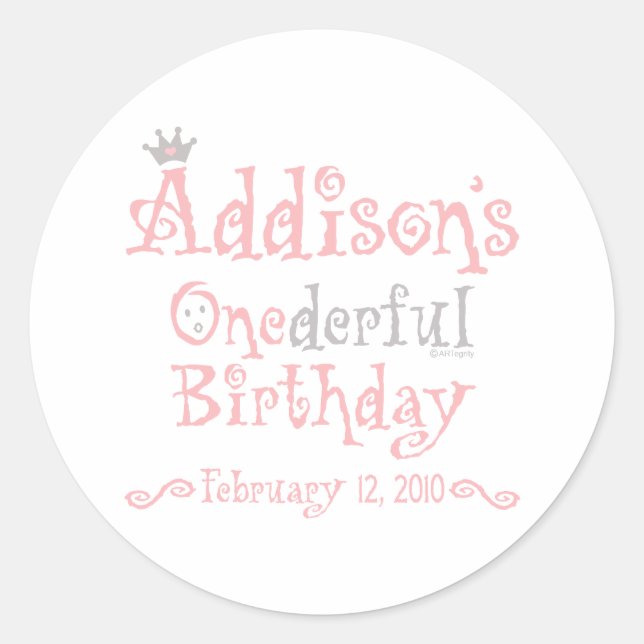 Pegatina Redonda Diseño personalizado - Addison (Anverso)