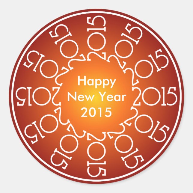 Pegatina Redonda Diseño personalizado de Año Nuevo 2015 (Anverso)