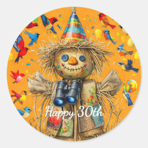 Pegatina Redonda Diseño personalizado de cumpleaños para espantapáj