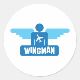 Pegatina Redonda diseño piloto de wingman
