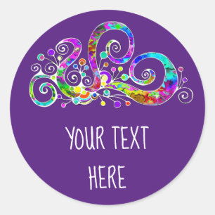 Pegatina Redonda Diseño pintado de mano cardíaca espiral 2