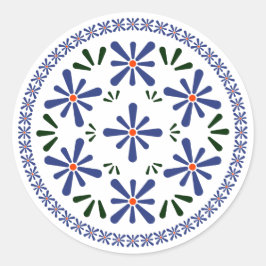 Pegatina Redonda Diseño polaco de cerámica tradicional.