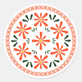 Pegatina Redonda Diseño polaco de cerámica tradicional.