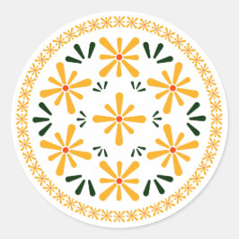 Pegatina Redonda Diseño polaco de cerámica tradicional.