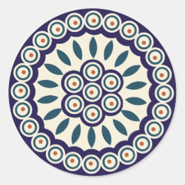 Pegatina Redonda Diseño polaco de cerámica tradicional.