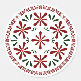 Pegatina Redonda Diseño polaco de cerámica tradicional.