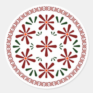 Pegatina Redonda Diseño polaco de cerámica tradicional.