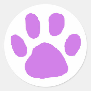 Pegatina Redonda Diseño Purple PawPrint
