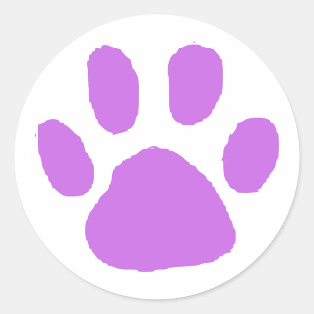Pegatina Redonda Diseño Purple PawPrint (Anverso)